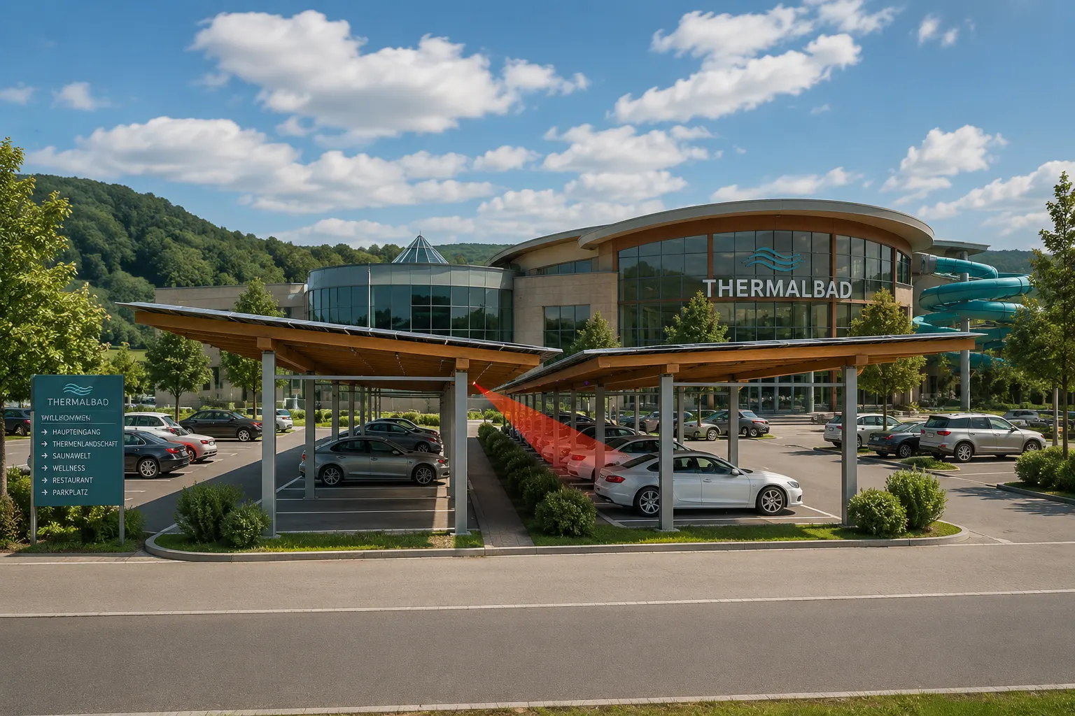 Freizeitpark-Parkplatz als Beispielstandort für Comfort Parking